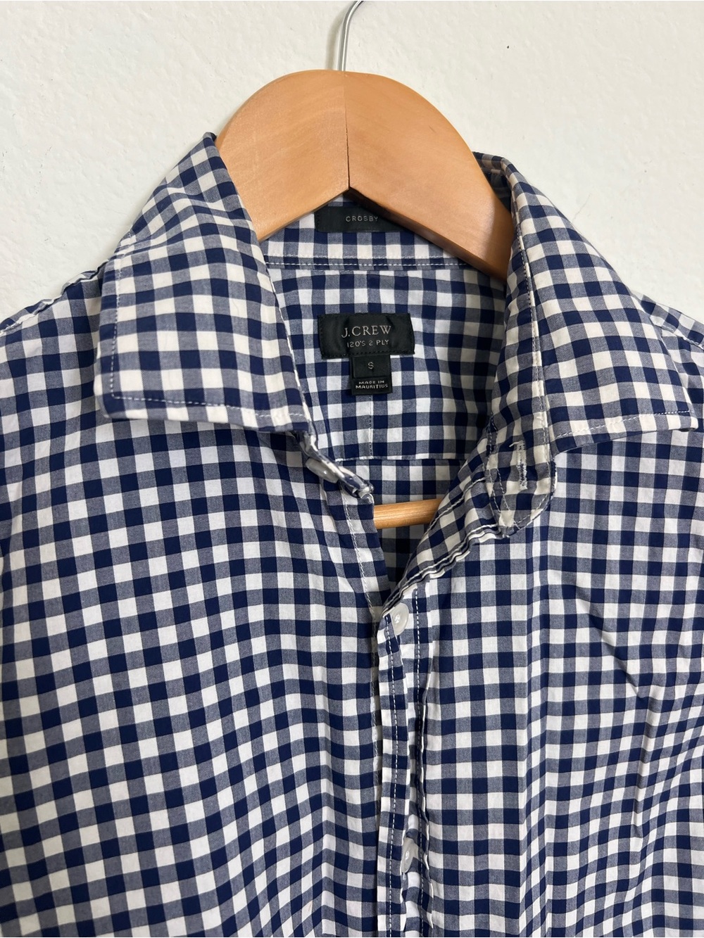 J. Crew Navy and White Gingham Button-Down Shirt